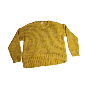 Superdown Revolve Shelia Sweater Silver Metallic Open Knit Pullover Mustard S